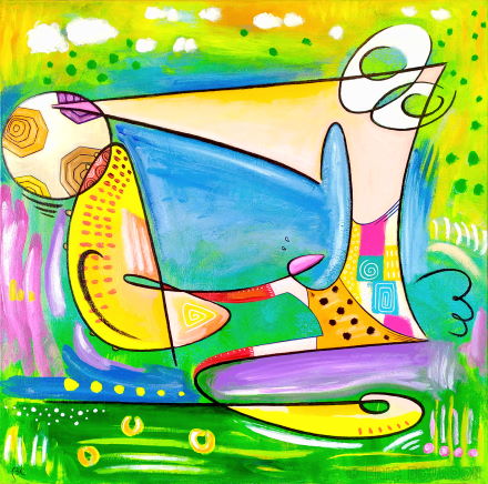 semi-abstraction footballistique reprise de volée galerie peinture peintre eric bourdon