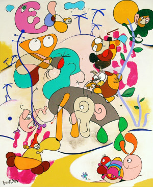 chasse escargot psychedelique peinture eric bourdon