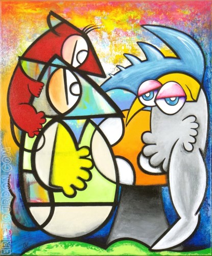 oracle hibou muet peinture acrylique galerie eric bourdon