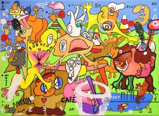 Coffee on terrace - Painting by Eric Bourdon