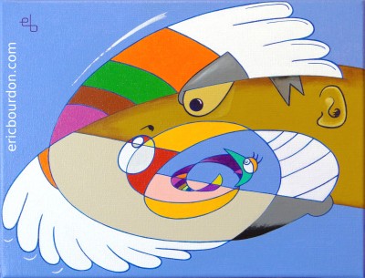 mustache feathers painting eric bourdon