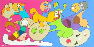 A plane for love - Painting by Eric Bourdon
